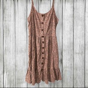 Button Down Tiered Cheetah Print Dress